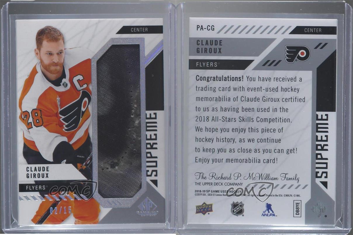 Patines Supreme 2018-19 Upper Deck SP usados en juegos/15 Claude Giroux #PA-CG - Imagen 3 de 4