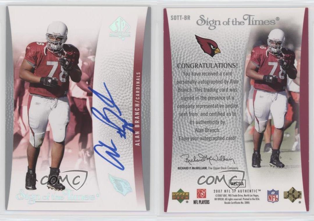 2007 SP Authentic Sign of the Times Alan Branch #SOTT-BR Rookie Auto RC - Picture 3 of 4