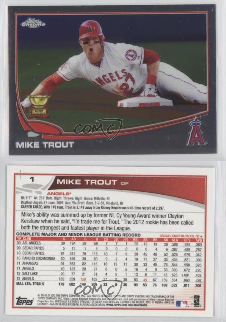 2013 Topps Chrome 1.1 Mike Trout (Base) Los Angeles Angels Baseball