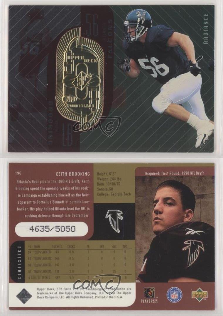 1998 Upper Deck SPx Finite - [Base] - Spectrum #196 - Keith Brooking /325