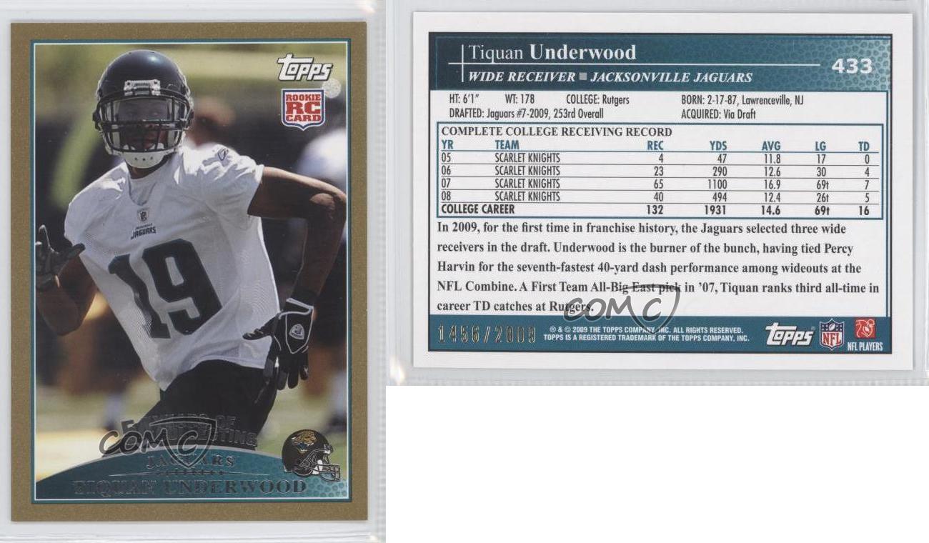 2009 Topps Football Gold /2009 R/C Tiquan Underwood Jacksonville Jaguars  #433