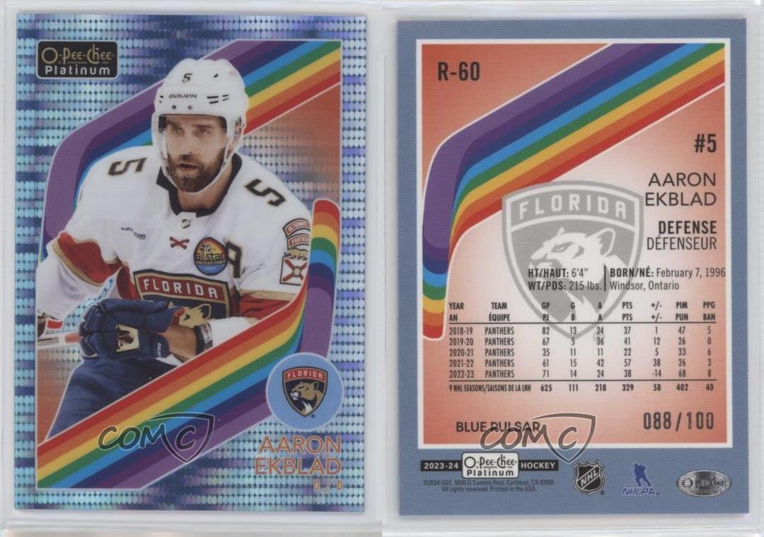 Pulsar O-Pee-Chee platino blu retrò 2023-24 /100 Aaron Ekblad #R-60 - Foto 4 di 4