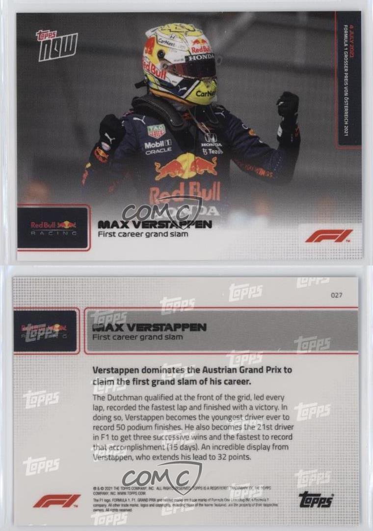 2021 Topps Now F1 /5025 Max Verstappen #027