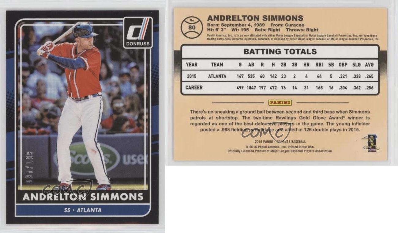  2016 Donruss #80 Andrelton Simmons Atlanta Braves