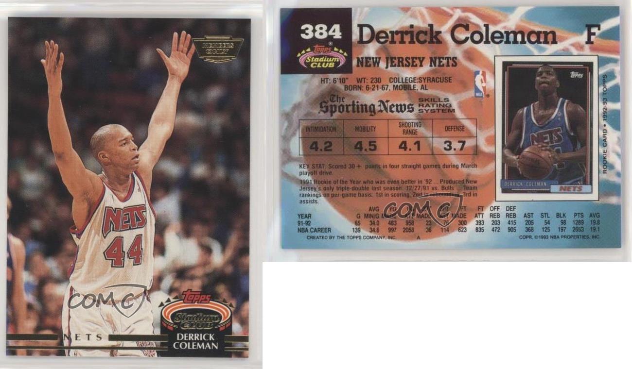 1992-93 Stadium Club Basketball Members Only Parallel #384 Derrick Coleman 