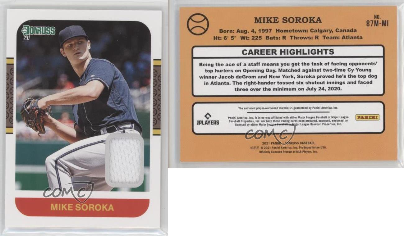 2021 Panini Donruss 1987 Retro Jersey Patch Mike Soroka #87M-MI Atlanta  Braves