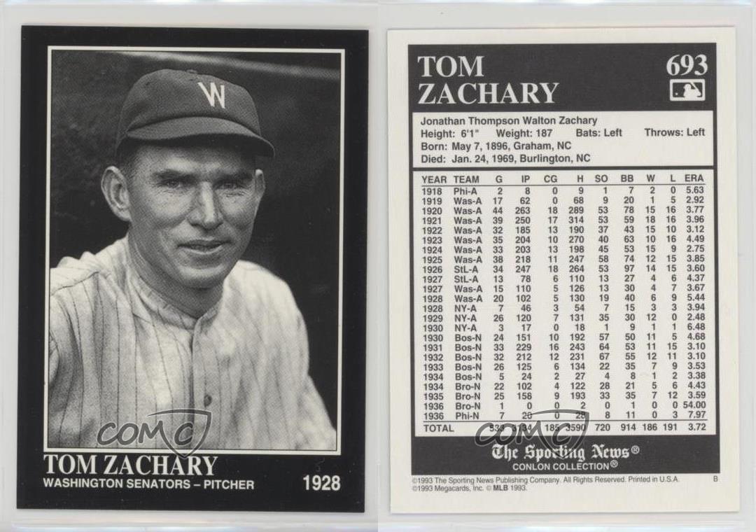 1993 The Sporting News Conlon Collection Tom Zachary #693 | eBay