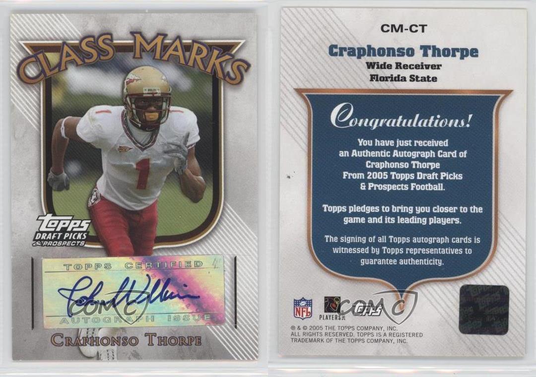 2005 Topps Draft Picks & Prospects Class Marks Craphonso Thorpe Rookie Auto RC - Picture 3 of 4