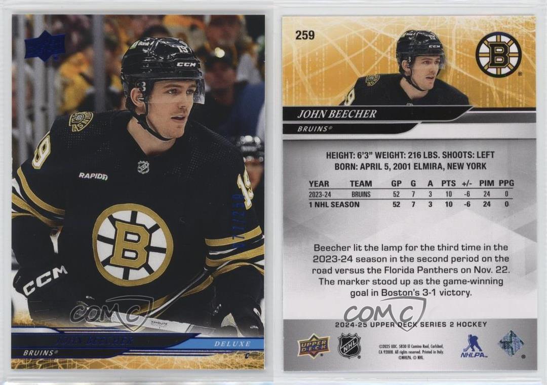 2024-25 Upper Deck Series 2 Deluxe /250 John Beecher #259 - Bild 4 von 4