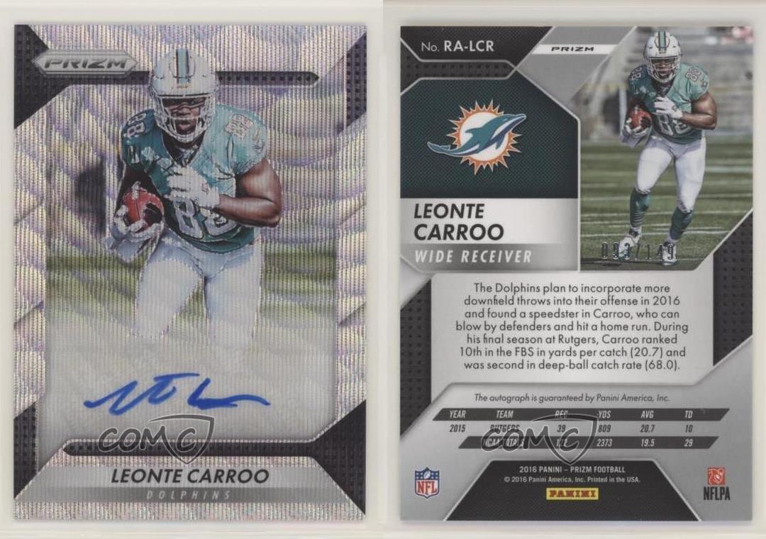 2016 Panini Prizm Rookie Blue Wave /149 Leonte Carroo #RA-LCR Auto RC