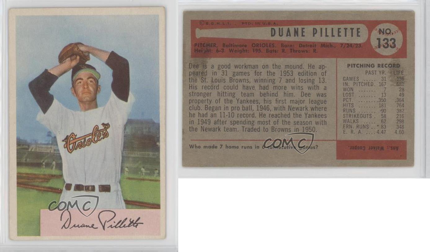 1954 Bowman Duane Pillette #133