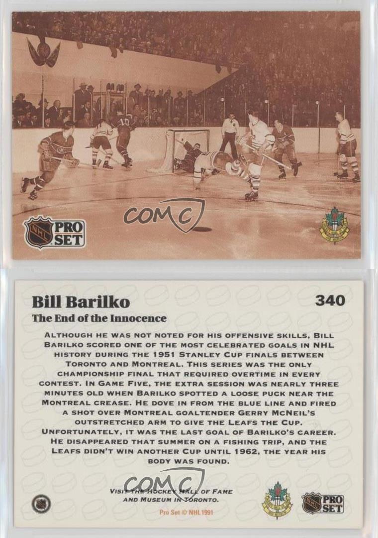 1991-92 Pro Set Bill Barilko #340