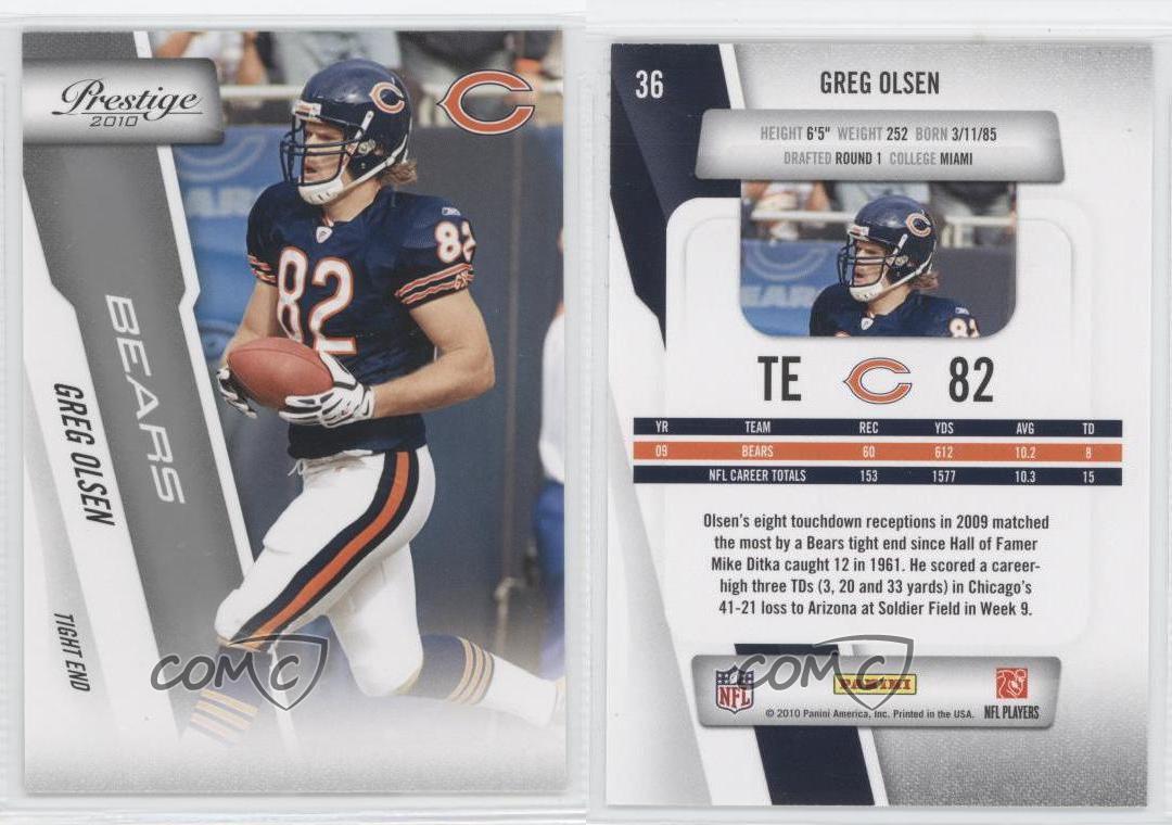 2010 Panini Prestige #36 GREG OLSEN Chicago Bears