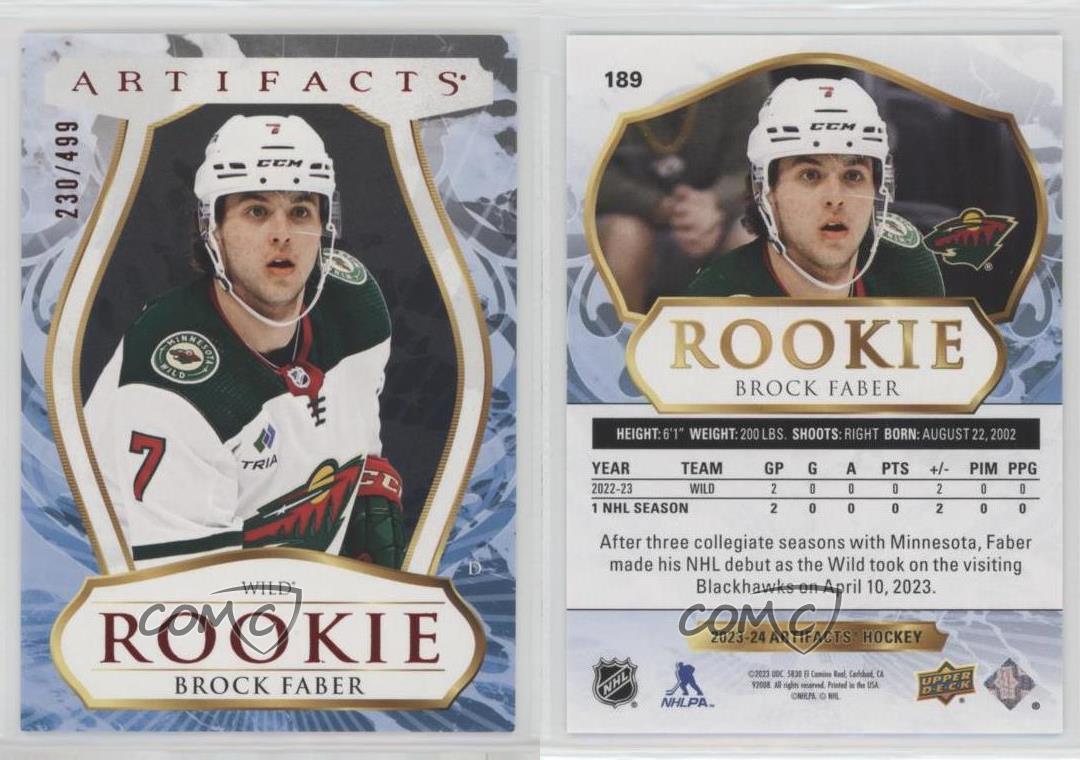 2023-24 Upper Deck Artifacts Rookies Ruby /499 Brock Faber #189 Rookie RC