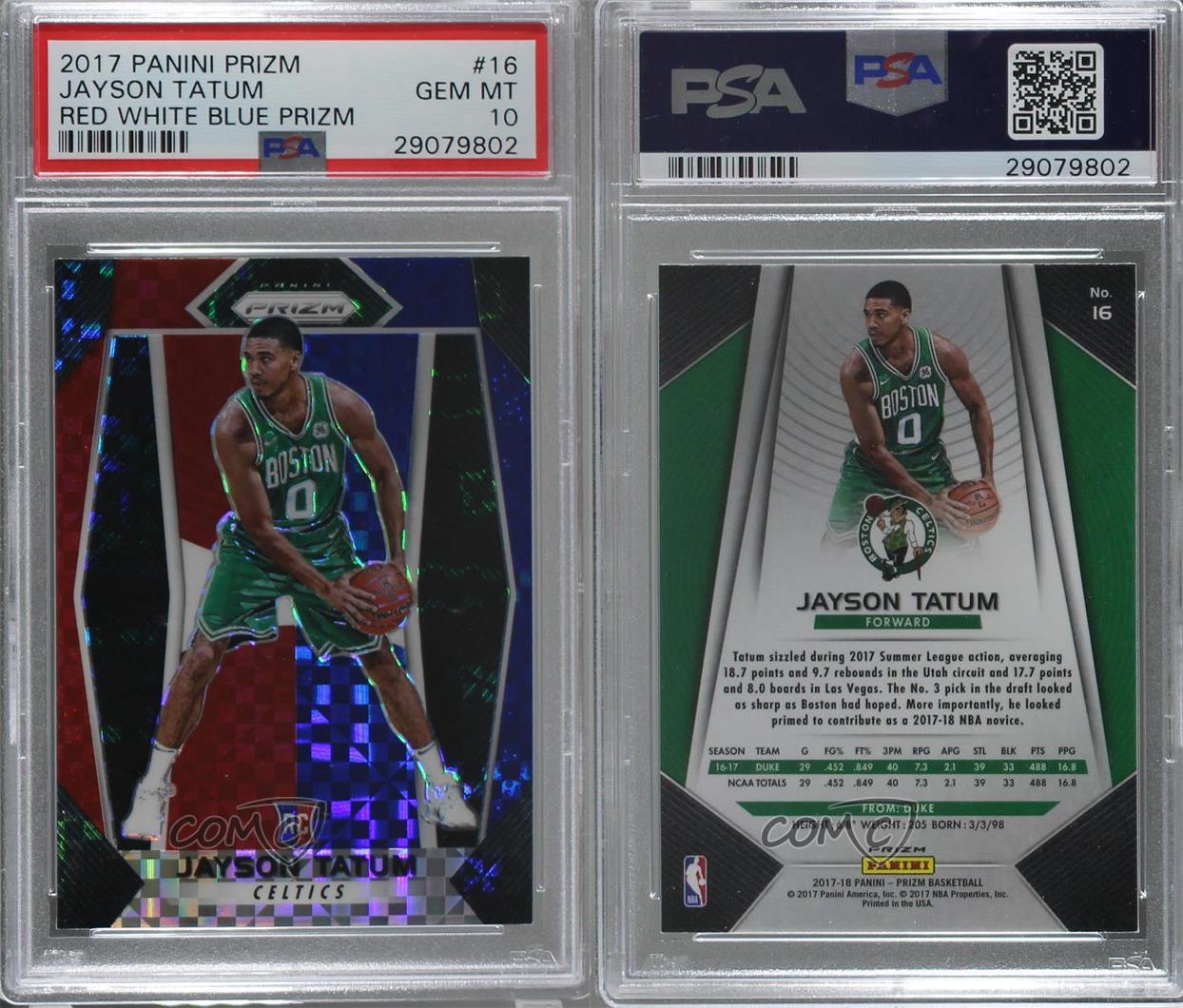 2017 Panini Prizm Jayson Tatum Red White Blue Prizms PSA 9 RC