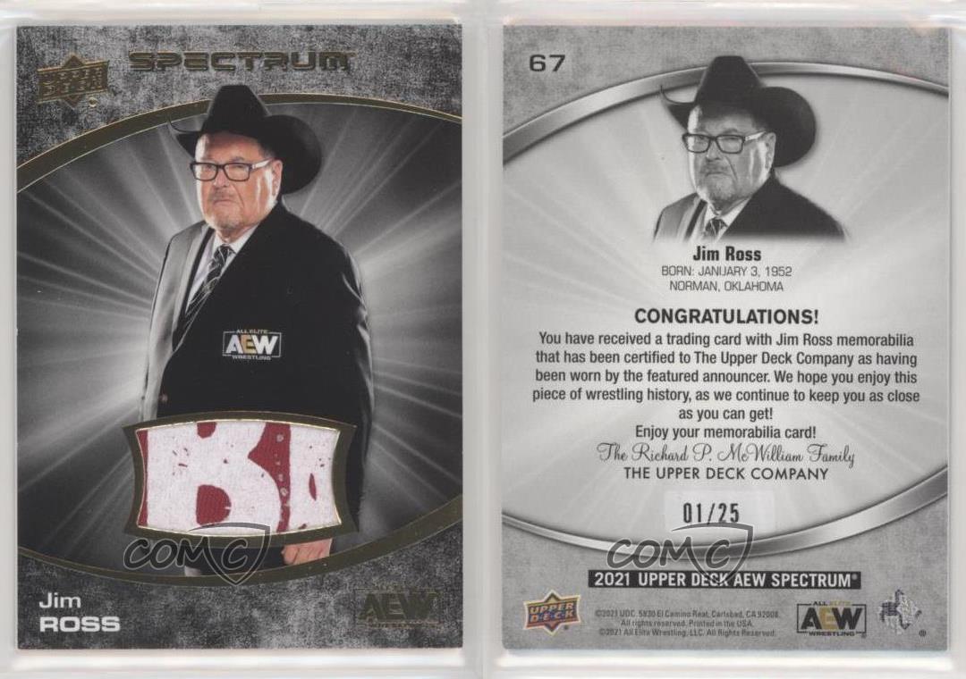 2021 Upper Deck AEW Spectrum Dark Memorabilia /25 Jim Ross #67 HOF