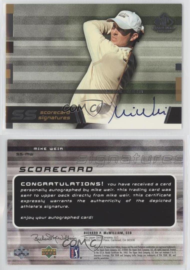 2003 SP Game Used Edition Scorecard Signatures Mike Weir #SS-MW Auto - Picture 3 of 3