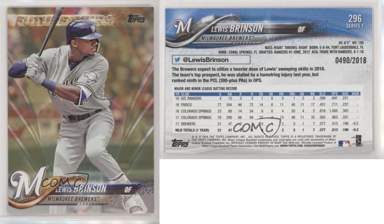 Lewis Brinson 2018 Topps #296 - Milwaukee Brewers at 's Sports  Collectibles Store