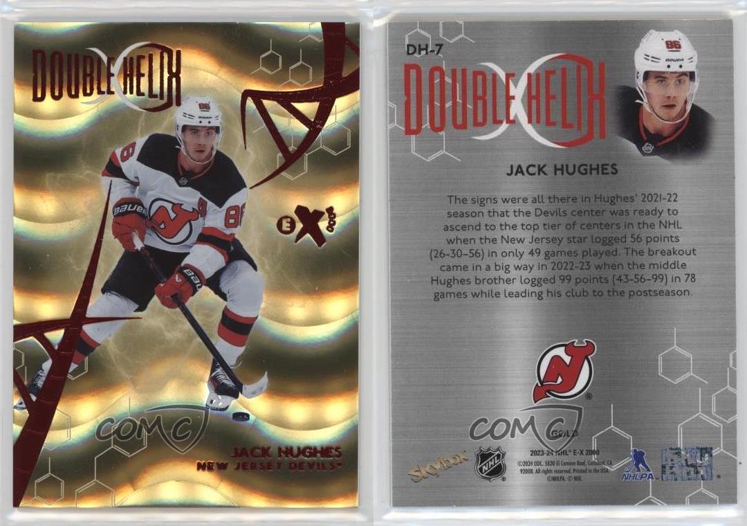 2023-24 Skybox E-X 2000 Doppia Elica Oro Jack Hughes #DH-7 - Foto 3 di 3