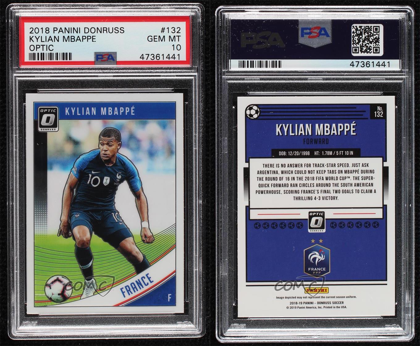 2018-19 Panini Donruss Optic Kylian Mbappe #132 PSA 10 GEM MT