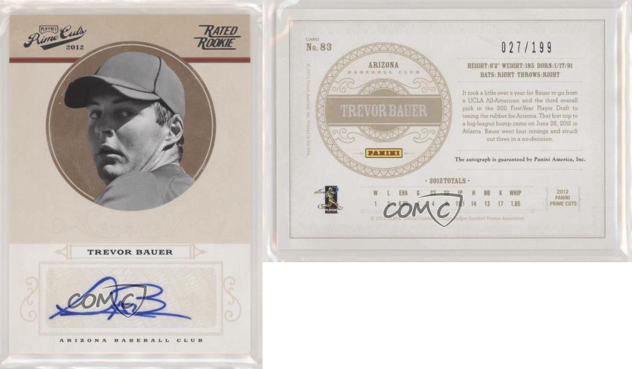 2012 Playoff Prime Cuts Rookie Signature /199 Trevor Bauer #83 Rookie Auto RC - Bild 3 von 4