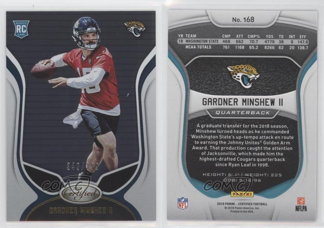 2019 Certified Rookies /399 Gardner Minshew II #168 Rookie RC