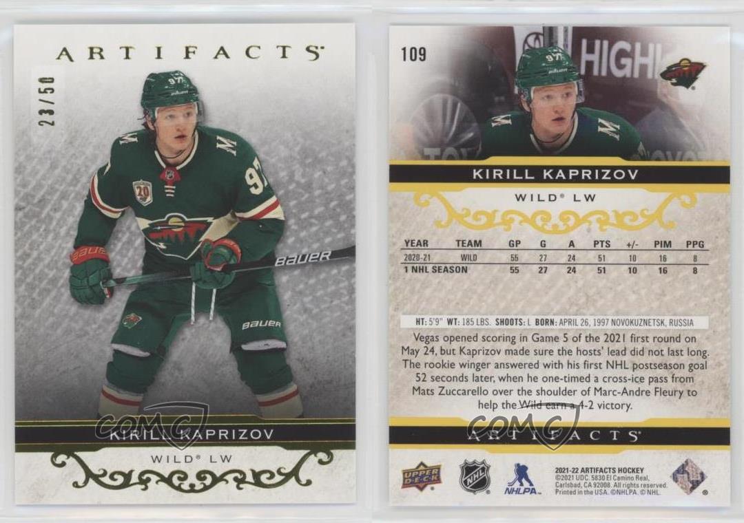 2021-22 Upper Deck Artifacts Stars Yellow /50 Kirill Kaprizov #109 - Foto 3 di 3
