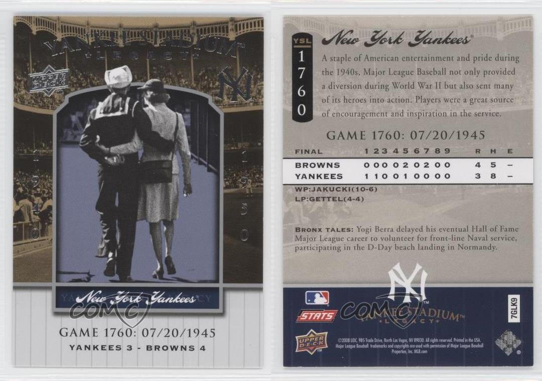 2008 Upper Deck Yankee Stadium Legacy équipe des Yankees vendu de New York #YSL1760