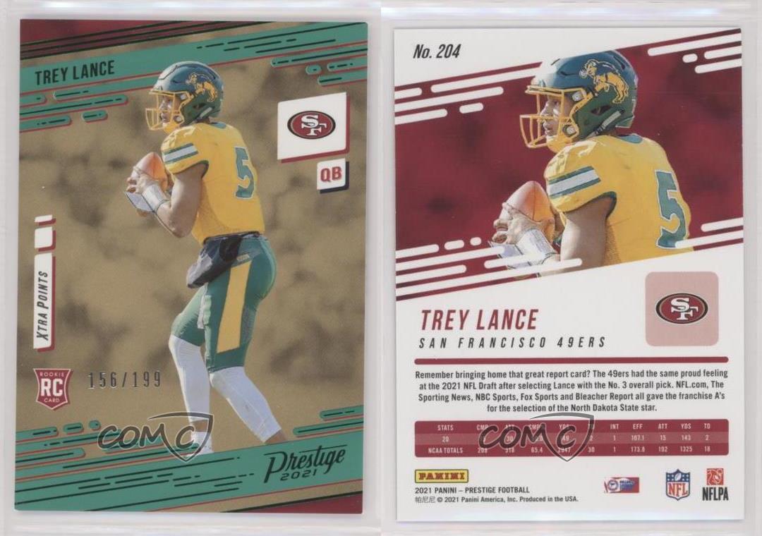 2021 Trey Lance #204 Panini Prestige Green Xtra Points Rookie 181/199