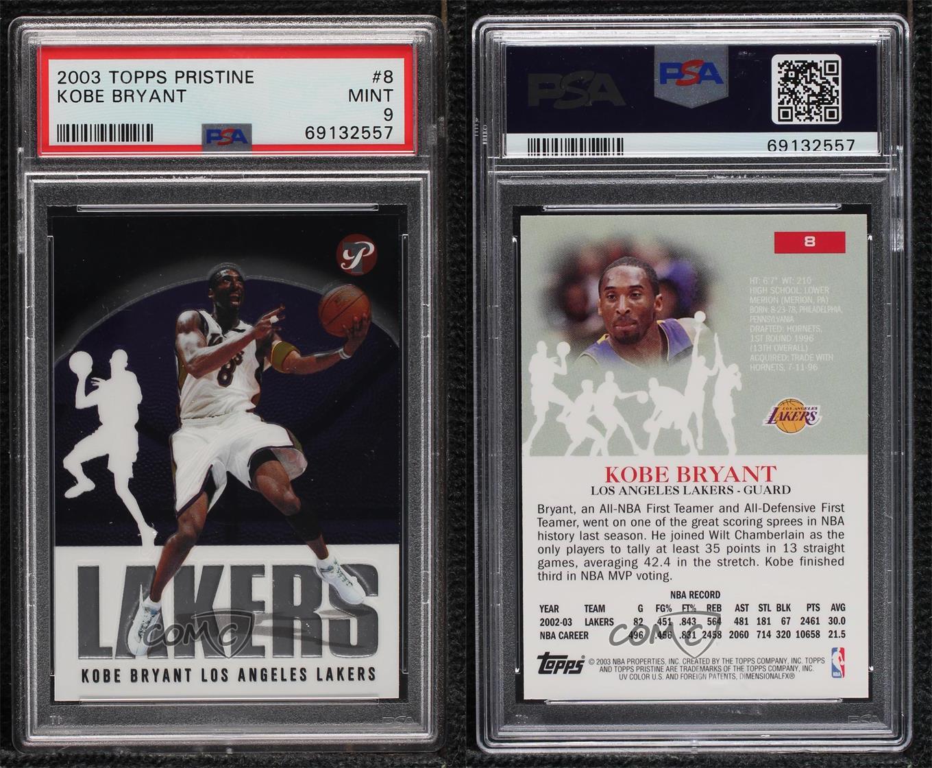 2003-04 Topps Pristine Kobe Bryant #8 PSA 9 MINT HOF