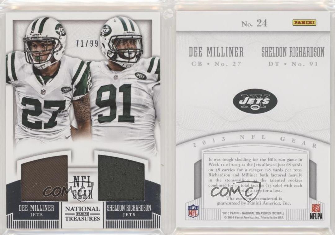 2013 Panini National Treasures /99 Dee Milliner Sheldon Richardson #24 RC - Picture 3 of 4