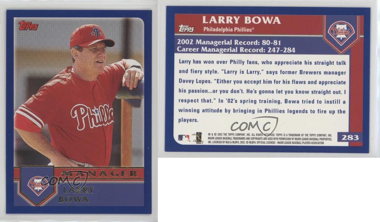 Philadelphia Phillies Manager Baseball Cards 2003 Topps #283 Larry Bowa MG 