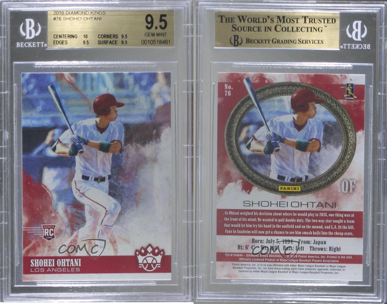 2018 Panini Diamond Kings Shohei Ohtani #76 BGS 9.5 GEM MINT Rookie RC - Bild 4 von 4