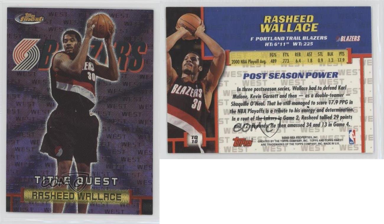 2000 Topps Finest Title Quest #TQ10 Rasheed Wallace Portland Trail Blazers Card