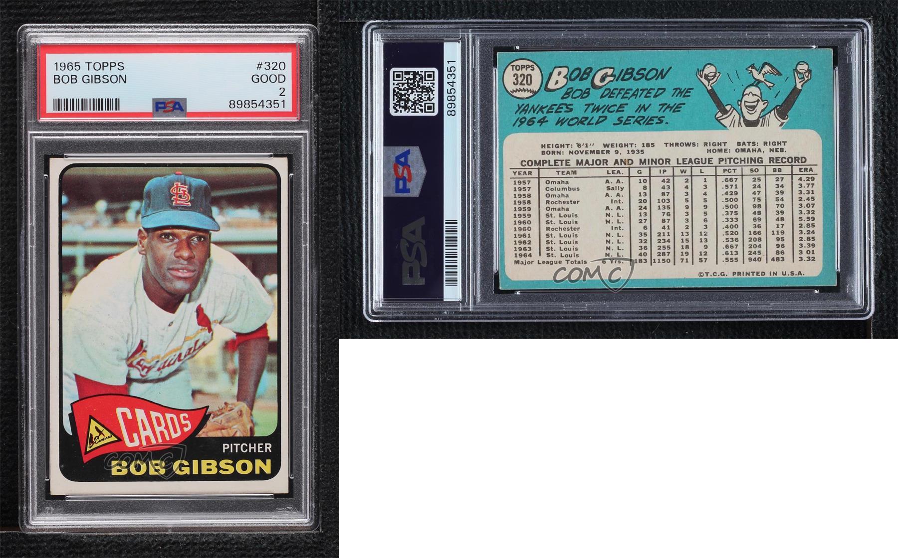 1965 Topps Bob Gibson #320 PSA 2 HOF - Picture 3 of 3