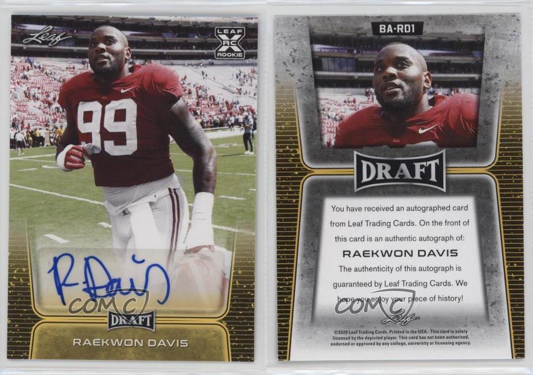 2020 Leaf Draft Auto Gold Raekwon Davis #BA-RD1 Rookie Auto RC - Picture 3 of 3