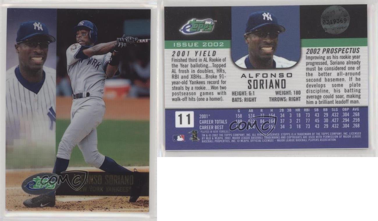 2002 eTopps /5000 Alfonso Soriano #11 - Picture 4 of 4