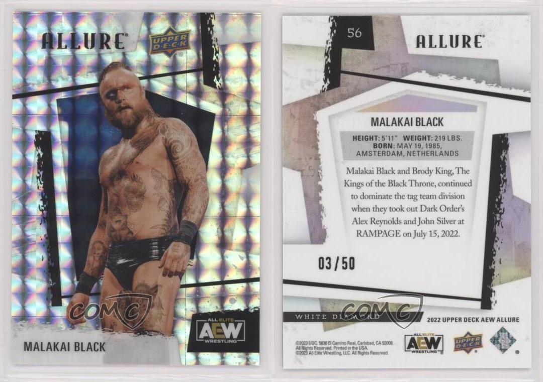 2022 Upper Deck Allure AEW White Diamond /50 Malakai Black #56