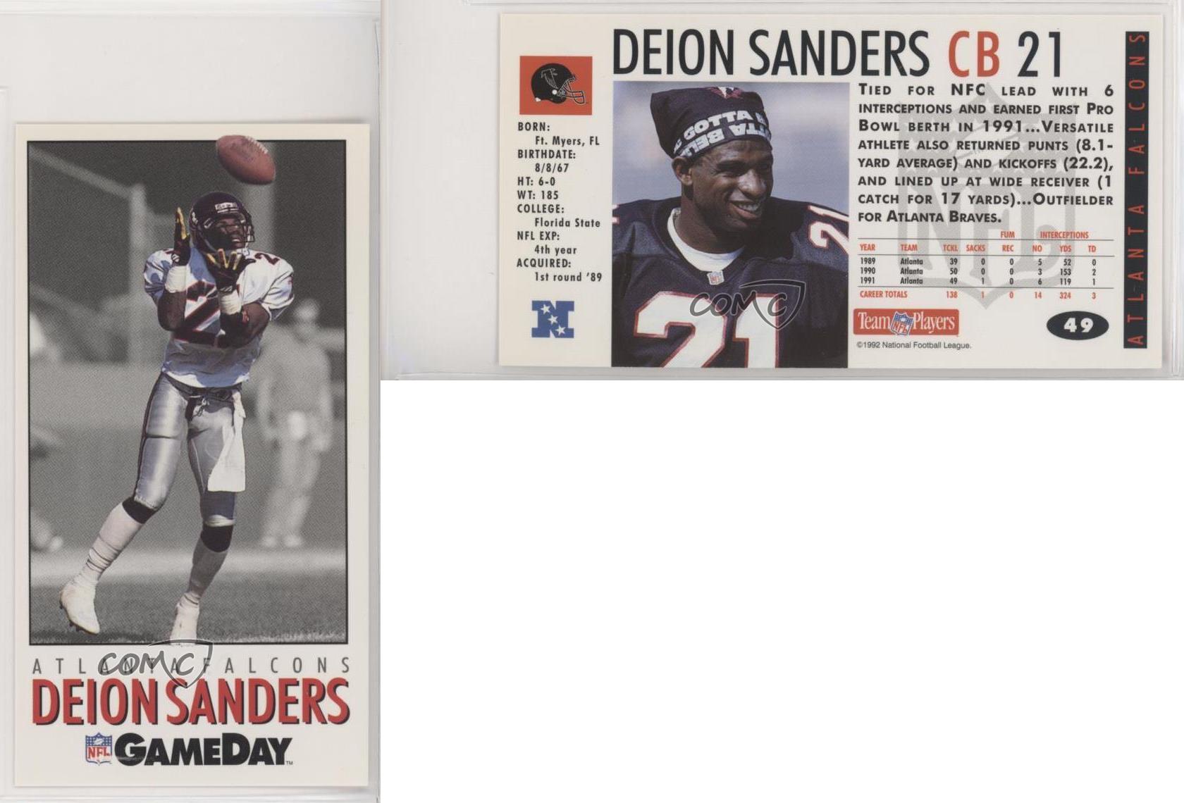 1992 GameDay - [Base] #49 - Deion Sanders (Outfielder for Atlanta Braves  on back)