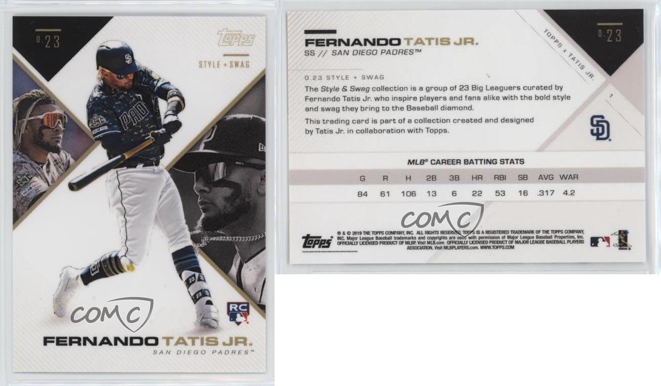 2019 Topps X Tatis Jr 023 Style & Swag Fernando Tatis Jr #1 Rookie RC - Picture 4 of 4
