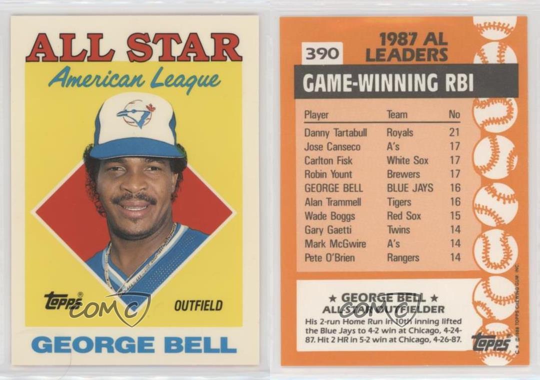 George Bell Signed 1988 Topps Tiffany All-Star Baseball Card - Toronto –  PastPros