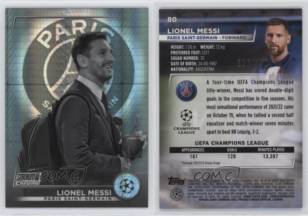 2022-23 Topps Stadium Club Chrome UEFA Competitions /350 Lionel Messi #80