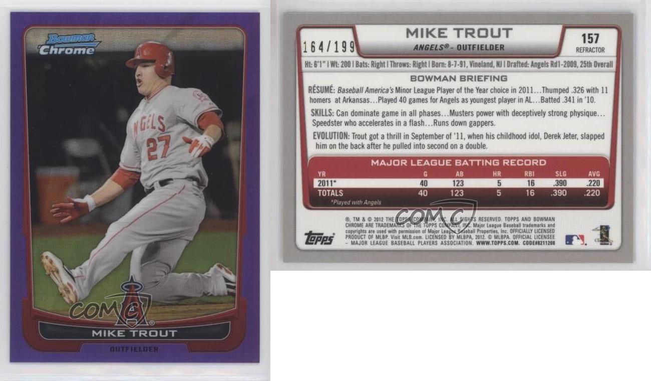 MIKE TROUT 2ND YEAR - BOWMAN CHROME 2012 Topps #157 🇺🇸 TEAM USA 🇺🇸