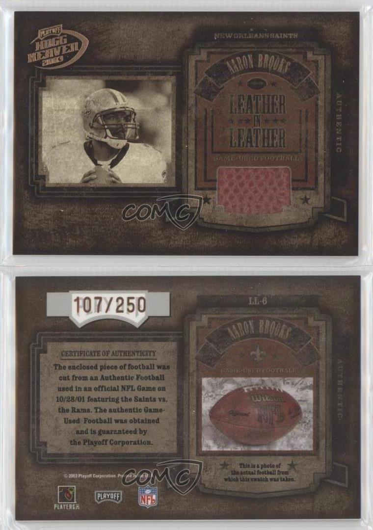 2003 Playoff Hogg Heaven Leather in Leather Football /250 Aaron Brooks #LL-6