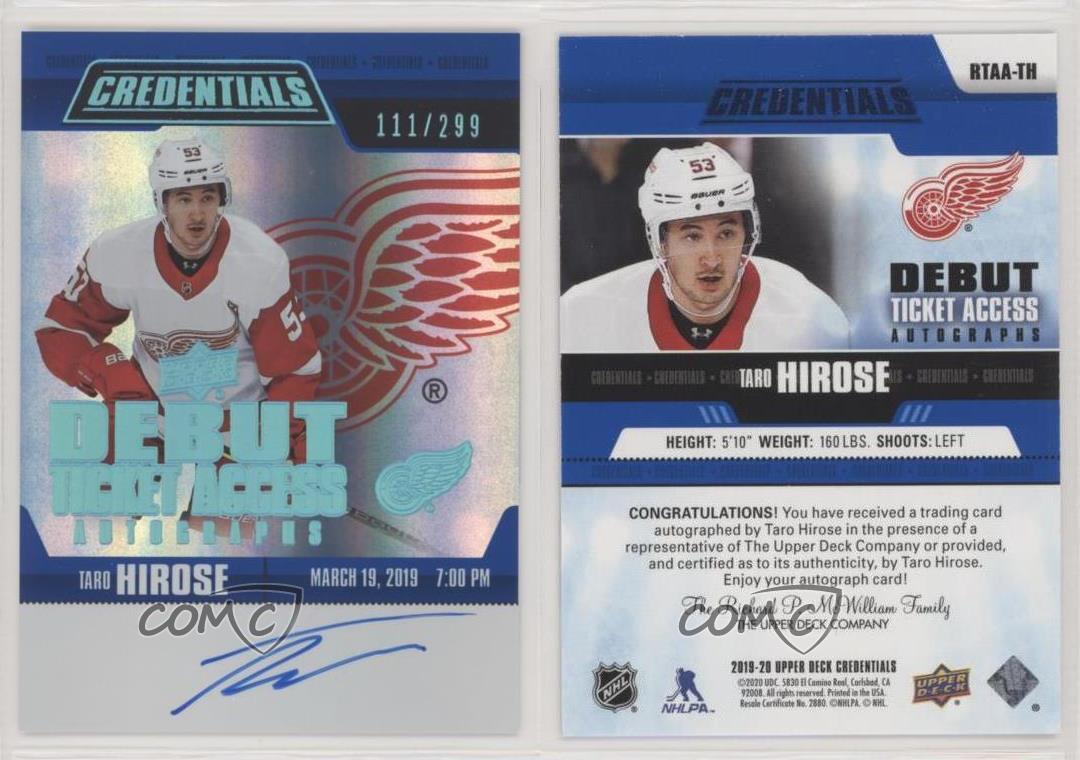 2019-20 Credentials Debut Ticket Access Autos Tier 1 Taro Hirose Rookie Auto RC - Picture 3 of 4