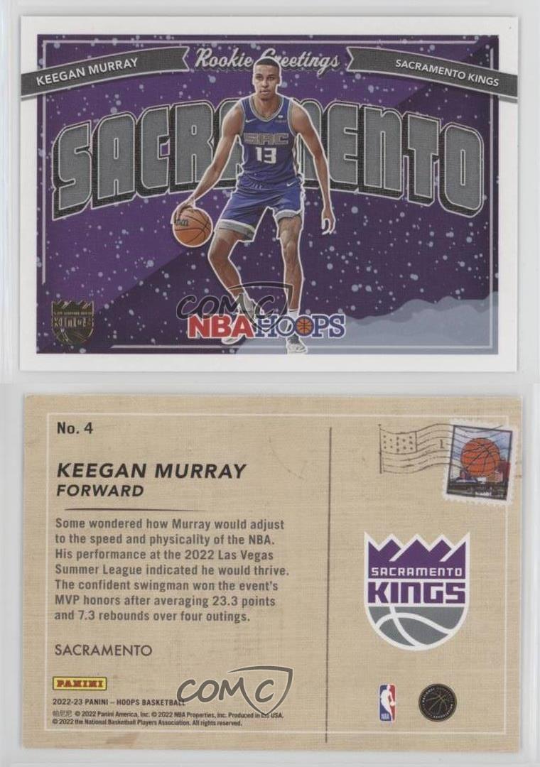 2022-23 Hoops Rookie Greetings Winter #4 Keegan Murray RC Sacramento Kings