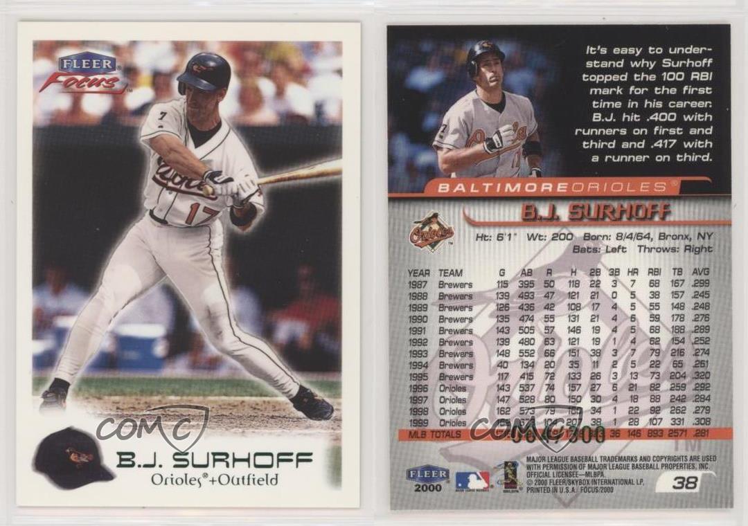 2000 Fleer Focus Masterpiece Mania /300 BJ Surhoff #38