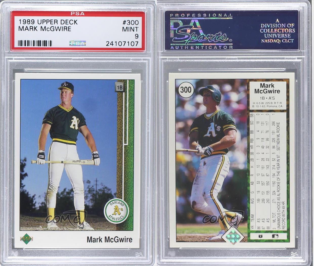 1989 Upper Deck 300 Mark McGwire PSA 9 Oakland Athletics Baseball Card