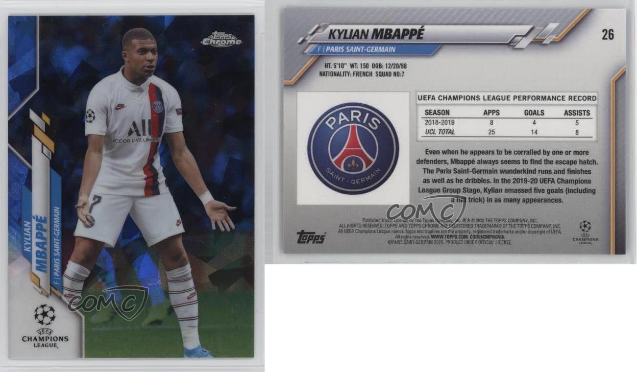 2019-20 Topps Chrome UCL Sapphire Edition Kylian Mbappe #26