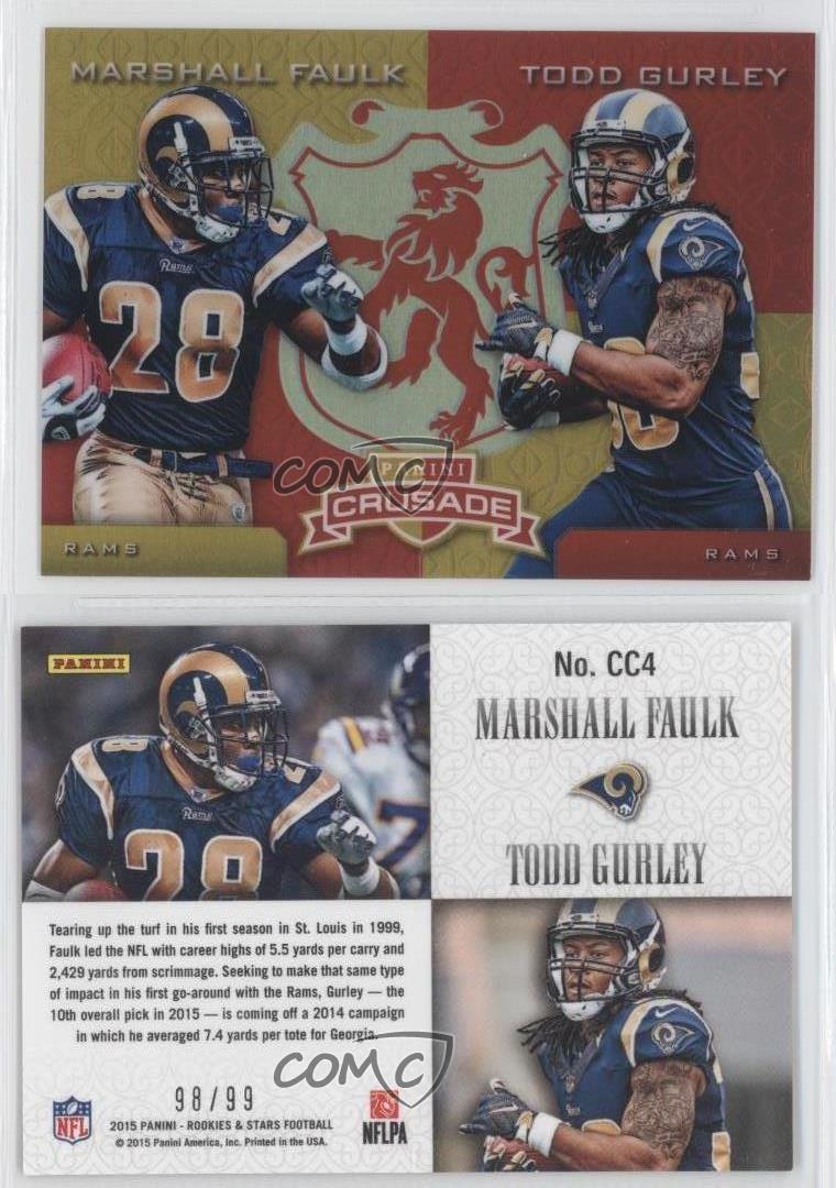 National Treasures Rookie Gear Jersey Rams Todd Gurley Marshall Faulk 08/10  2015 |